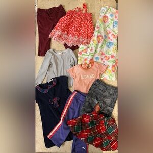 Girl’s Cloths Bundle 12-18 Months Dresses, Shirts, Pants,Skirts, Sleepsack  9 Pc